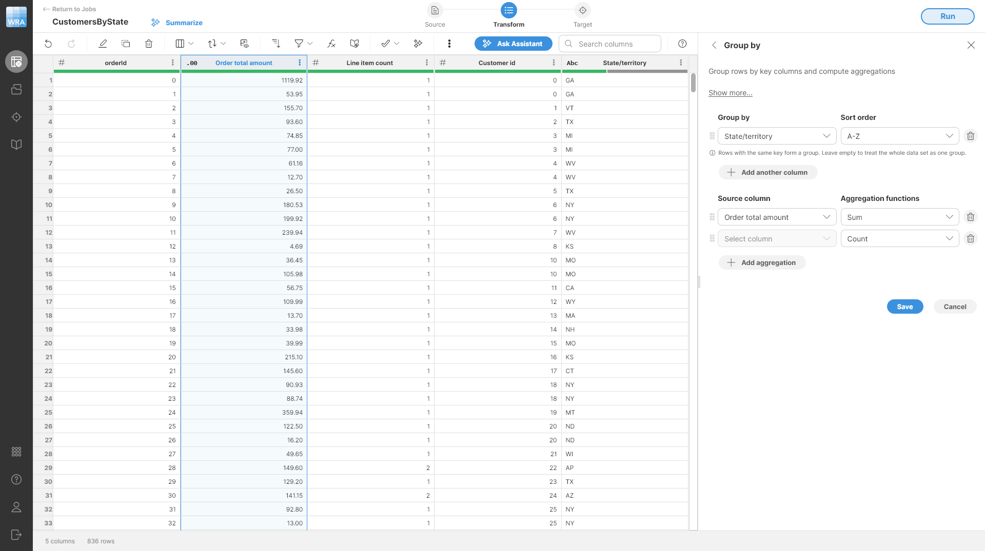 Group by step configuration.