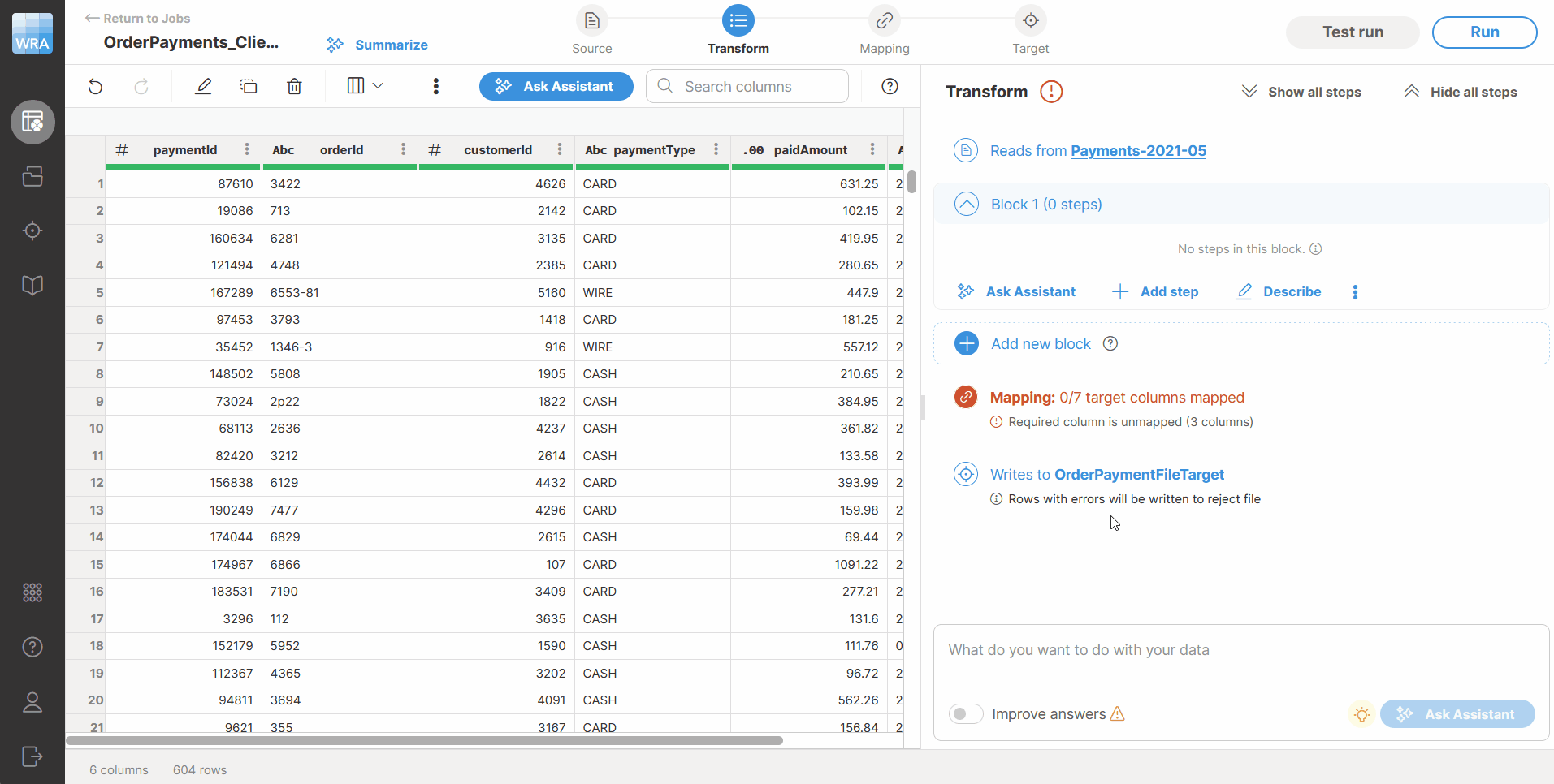 Clover Assistant generating mapping that includes formulas.