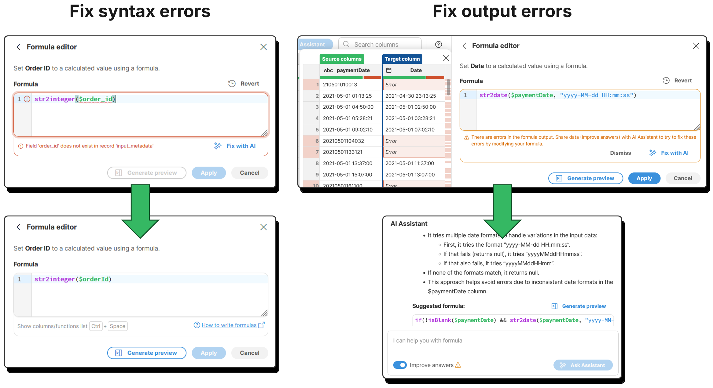 Clover Assistant can now use AI to fix variety of errors in your formulas.