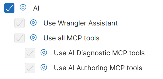 Updated AI permissions showing separate permissions for MCP tools.
